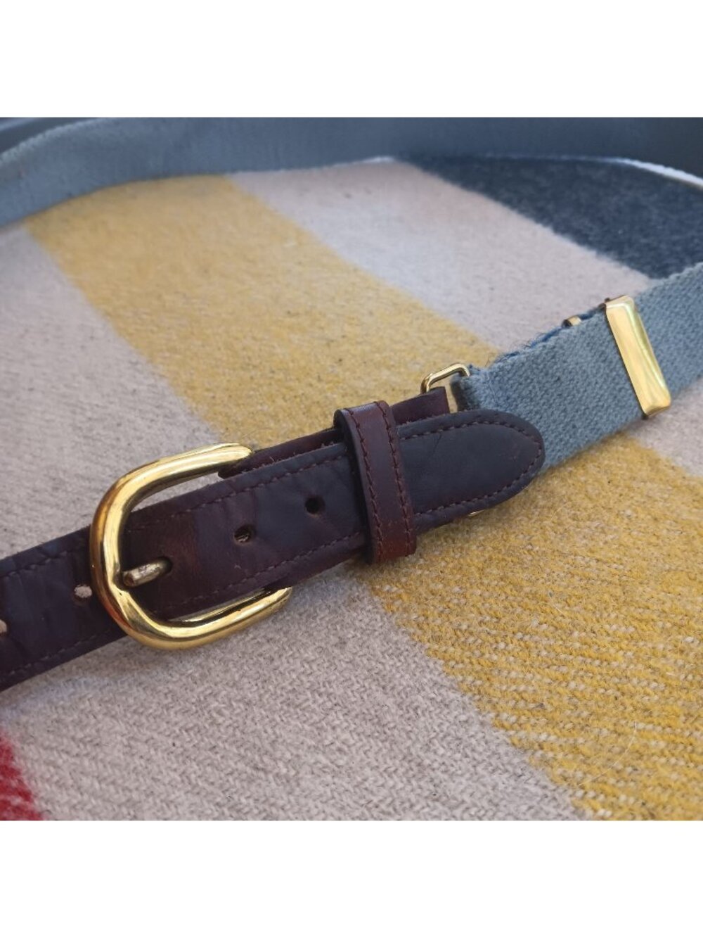 Vintage Unisex Adjustable Belt 40" Max Canvas Leather Boho Hippy Preppy 1970s